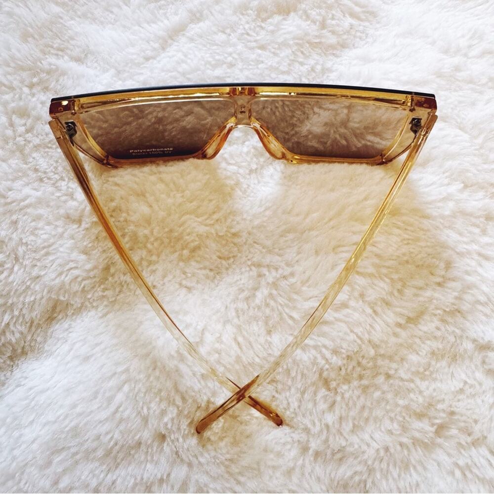 Greta Clear Yellow Oversized Statement Sunglasses - Picture 7 of 9